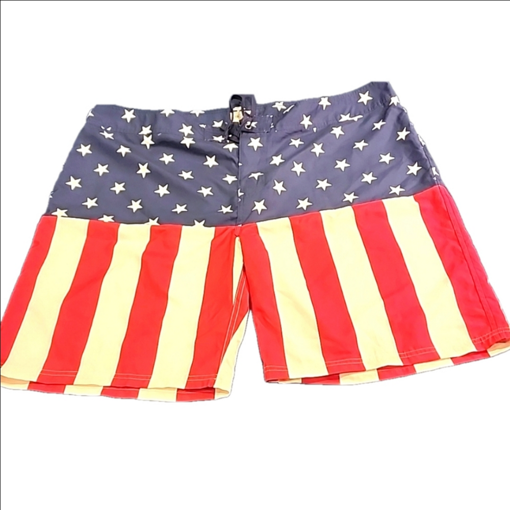 Mens American Legacy American Flag Swim Trunks Swimwear